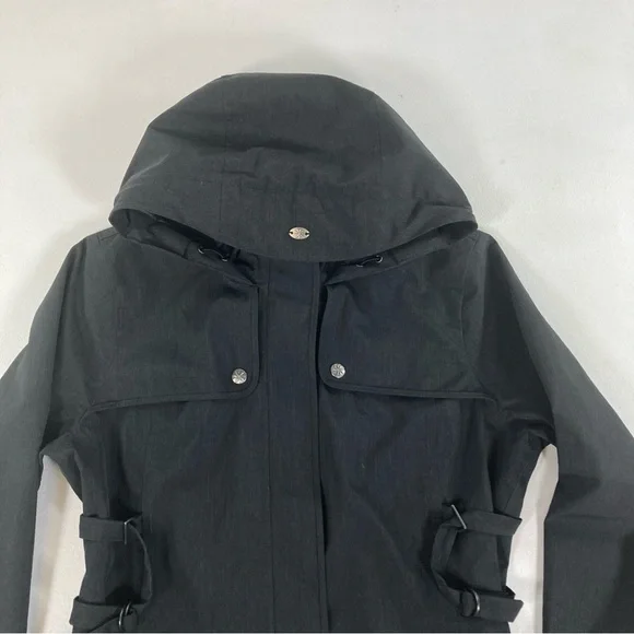 ATHLETA Midtown Rain Trench Coat Hooded | Dark Gray | Women’s Size M Waterproof - Picture 3 of 16